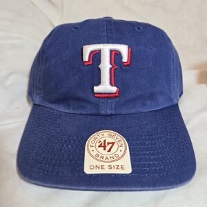 NWT '47 Brand Texas Rangers Clean Up One Size Adjustable Hat - Blue/Red